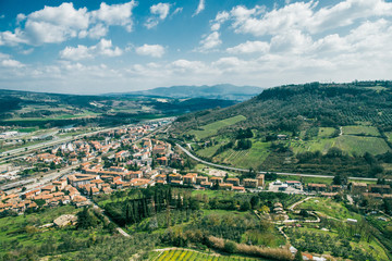 aerial view of beautiful hills and Orvieto city, Rome suburb, Italy