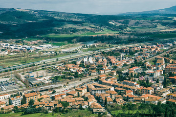 aerial view of buildings in Orvieto, Rome suburb, Italy