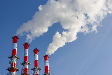Huge smoke clouds coming from power station's pipes