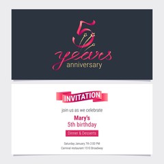 5 years anniversary invite vector illustration
