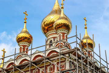 Restoration of the Church of Archangel Michael in 1774 in the village of Krasnoye, Borovsky district, Russia
