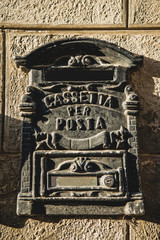 post sign on wall in Orvieto, Rome suburb, Italy