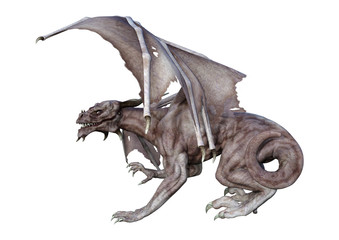 3D Rendering Fantasy Vampire Dragon on White