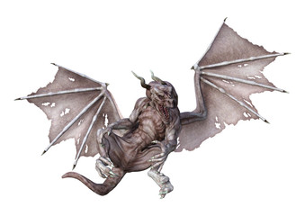 Fototapeta premium 3D Rendering Fantasy Vampire Dragon on White