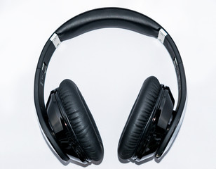 Wireless black headphones. isolated on white background