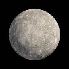 3D Rendering Planet mercury isolated on black