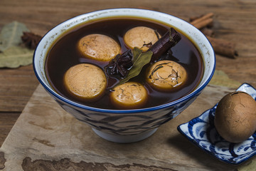 Chinese tea eggs, cha ye dan, black tea boiled eggs in spices