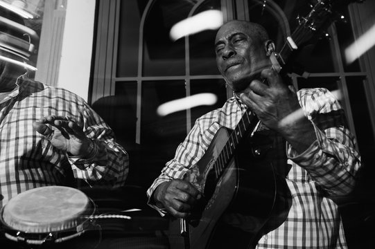Cuban musical trio acting in the night club