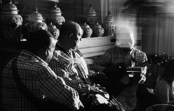 Cuban musical trio acting in the night club