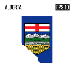 Alberta map border with flag vector EPS10