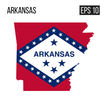 Arkansas map border with flag vector EPS10