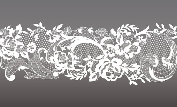 Abstract Seamless White Lace Ribbon With Feminine Floral Pattern Stock  Illustration - Download Image Now - iStock