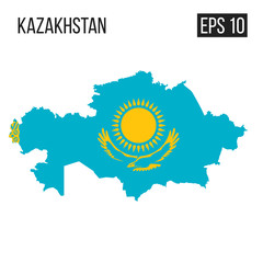 Kazakhstan map border with flag vector EPS10