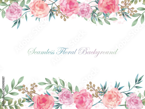 水彩風 花のシームレスな背景イラスト Wall Mural Wallpaper Murals Callmetak