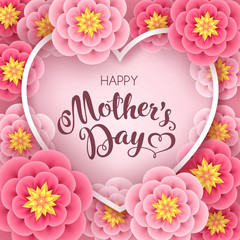 Mothers day greeting card with flowers. Vector Illustration