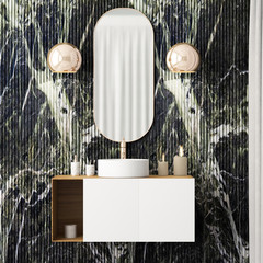 The interior of the bathroom is in Art Deco style. 3d illustration