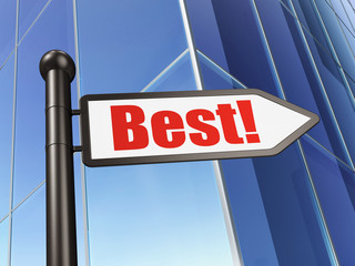 Fototapeta premium Finance concept: sign Best! on Building background, 3D rendering