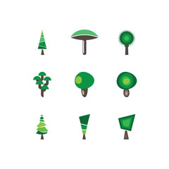 Green tree vector icon. Flat design