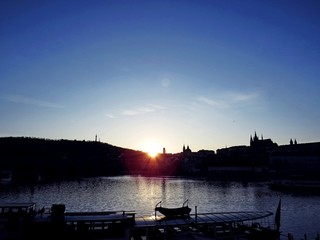 Panorama of Prague Castle at Sunset