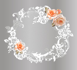 lace flowers frame decoration element