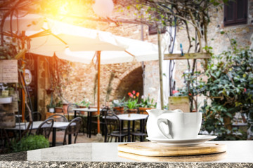 coffee time and city landscape 