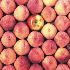 Peach and apple fruit background, healthy vegan food.