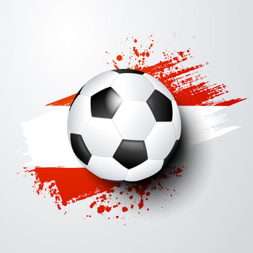 vector illustration football world or european championship with ball and austria flag colors.