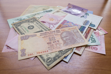 Fototapeta na wymiar Banknotes of many countries
