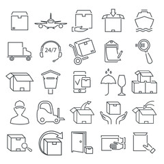 Delivery service line icons set for web and mobile design
