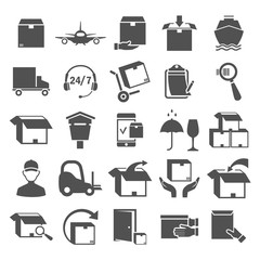 Delivery service simple icons set for web and mobile design