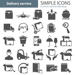 Delivery service simple icons set for web and mobile design