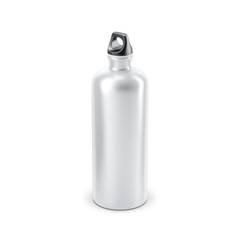 Aluminum metal sport Bottle Mockup isolated on white, 3d rendering