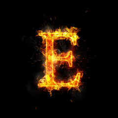Fire letter E of burning flame.