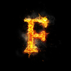 Fototapeta premium Fire letter F of burning flame.