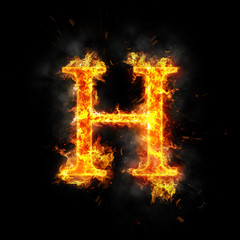 Fire letter H of burning flame.