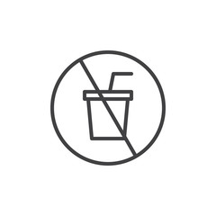 No drinks outline icon. linear style sign for mobile concept and web design. Prohibition sign simple line vector icon. Symbol, logo illustration. Pixel perfect vector graphics