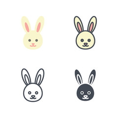 Bunny easter holidays vector icon flat line silhouette colored