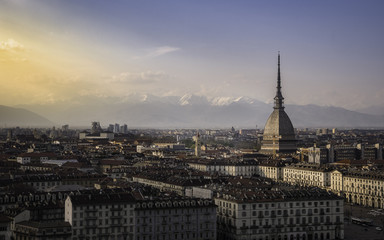 Fototapeta na wymiar A normal sunset over Torino.
