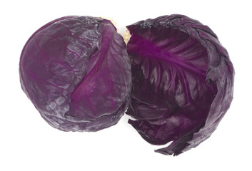 fresh organic purple cabbage, sliced isolated on white background. prepare for cooking healthy food, vegetable for high vitamin c and fiber