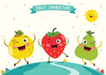 Vector Illustration of Fruit Characters