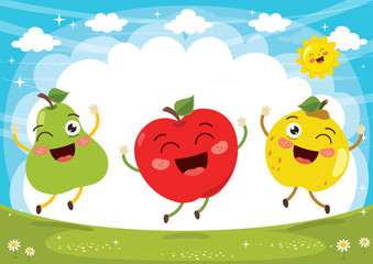 Vector Illustration of Fruit Characters
