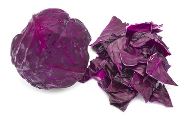 fresh organic purple cabbage, sliced isolated on white background. prepare for cooking healthy food, vegetable for high vitamin c and fiber