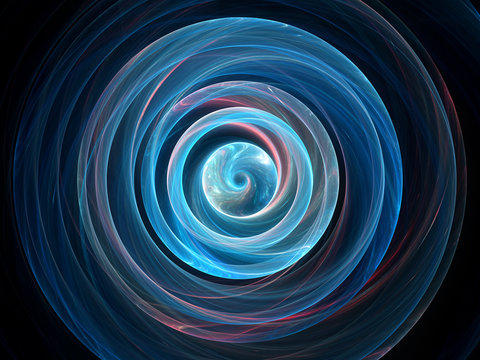 Blue glowing wavy spin in space, gravitational waves