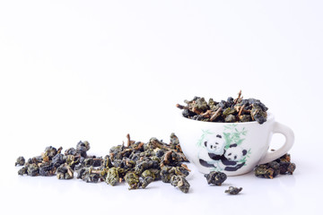 Dry tea in wooden spoons,Dry oolong tea for healthy