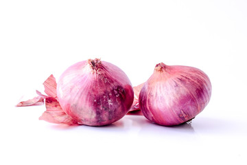 shallot onions for cooking on white background.