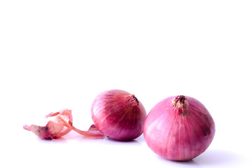 shallot onions for cooking on white background.