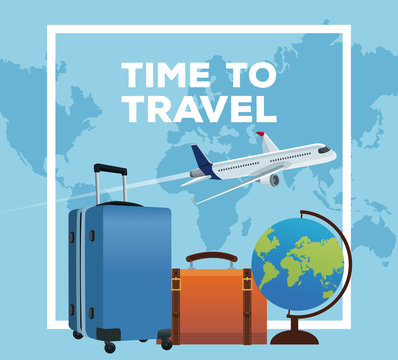 Time to travel around the world vector illustration graphic design