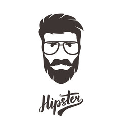 Hipster portrait in glasses. Stylish man. Vector illustration.