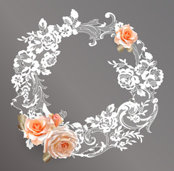  lace flowers frame decoration element