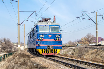Fototapeta premium Diesel locomotive on the railway